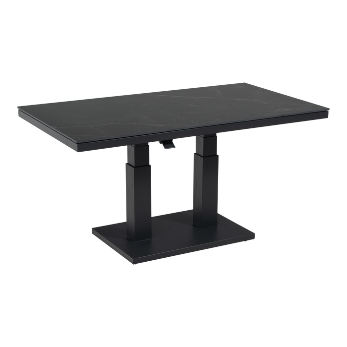 Tuintafel Monte Carlo Negro | 140x80x50/72 cm | Zwart Marmerlook