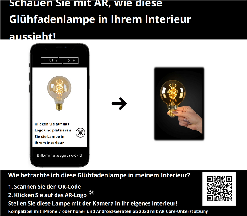 Lichtbron G95 | LED Dimbaar | Filament Bol Ø9,5 | Amberkleurig Glas