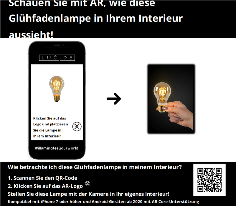 Lichtbron A60 | LED Dimbaar | Filament Bol Ø6 | Amberkleurig Glas