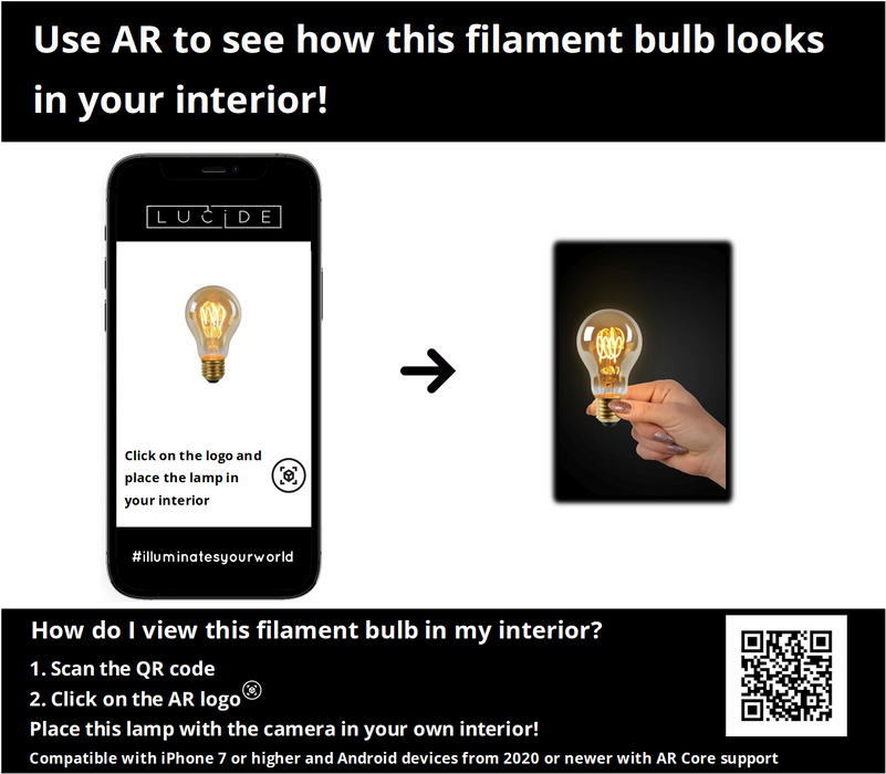 Lichtbron A60 | LED | Filament Bol Ø6 | Amberkleurig Glas