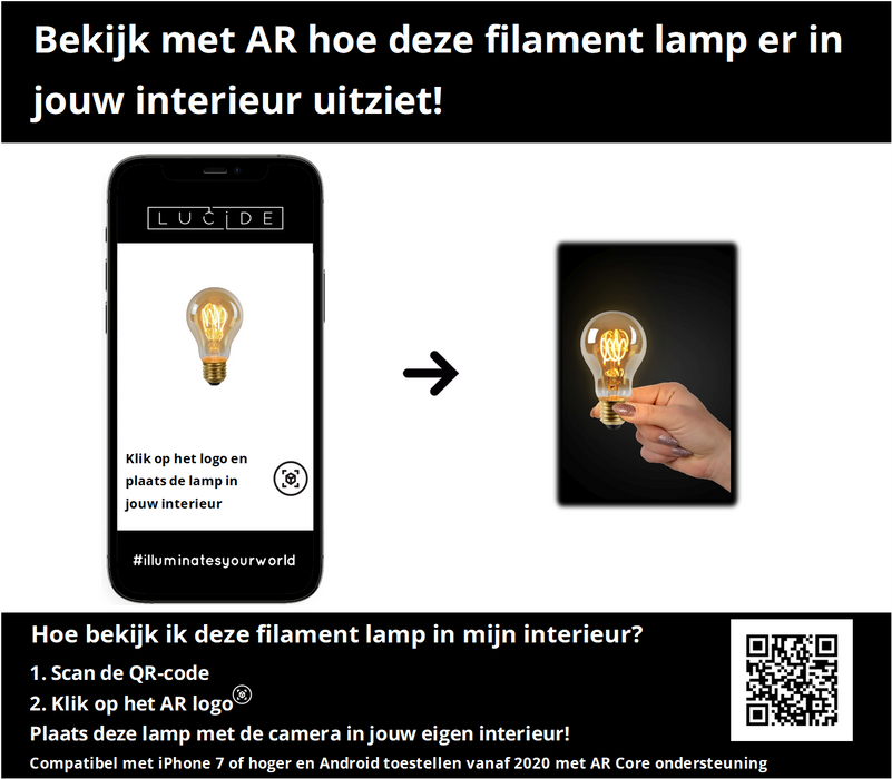 Lichtbron A60 | LED Dimbaar | Filament Bol Ø6 | Amberkleurig Glas