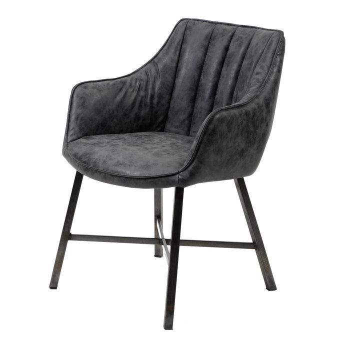 Eetkamerfauteuil Striped | Zwart PU Leer