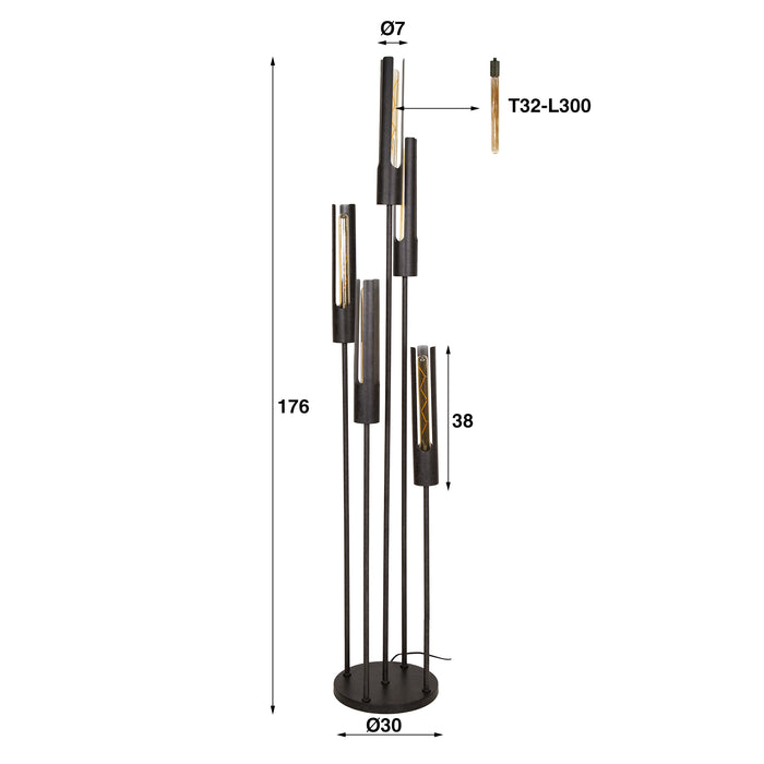 Vloerlamp 5L | Gerapt Tube