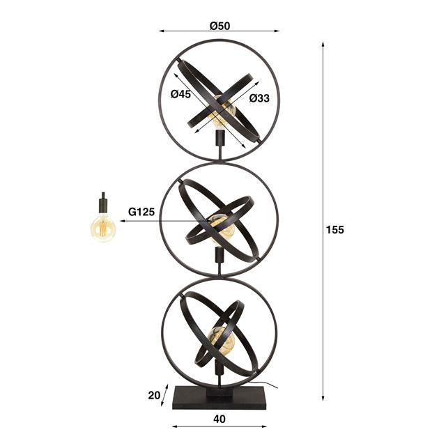 Vloerlamp Galaxy 3L | Zwart