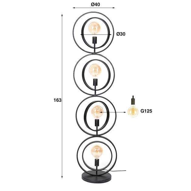 Vloerlamp Turn Around XL | Zwart Metaal