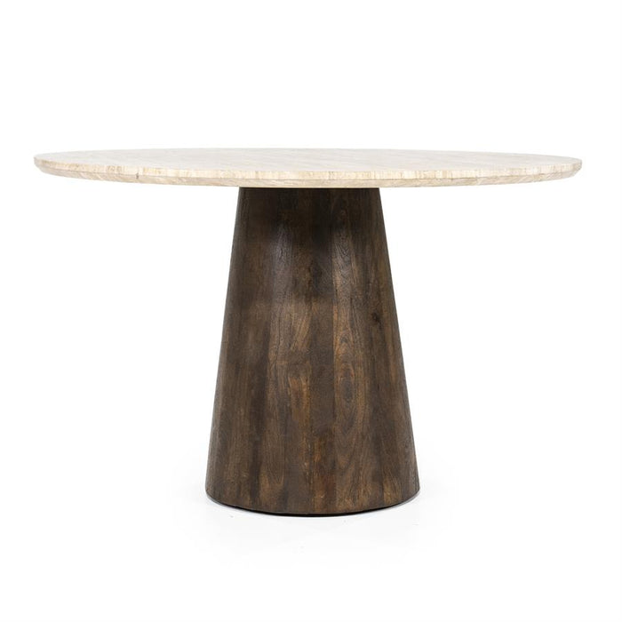 Eettafel Aikin | Beige Travertin | Rond