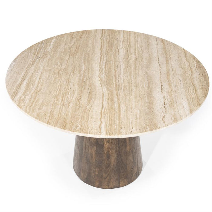 Eettafel Aikin | Beige Travertin | Rond