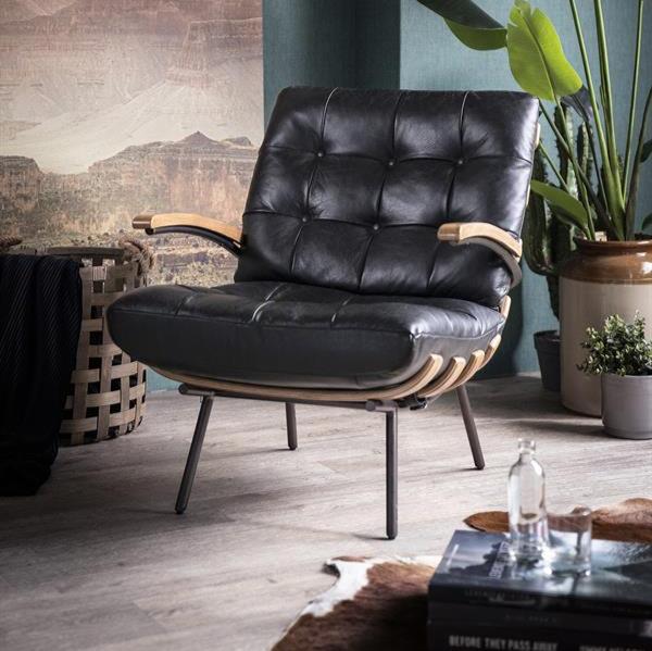 Fauteuil Bastiaan | Zwart Leer