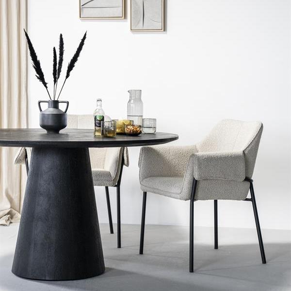 Eettafel Aron | Zwart Mangohout | Rond