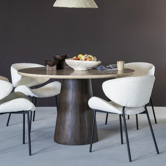 Eettafel Aikin | Beige Travertin | Rond