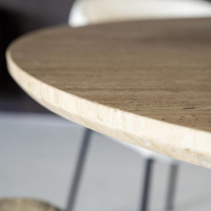 Eettafel Aikin | Beige Travertin | Rond