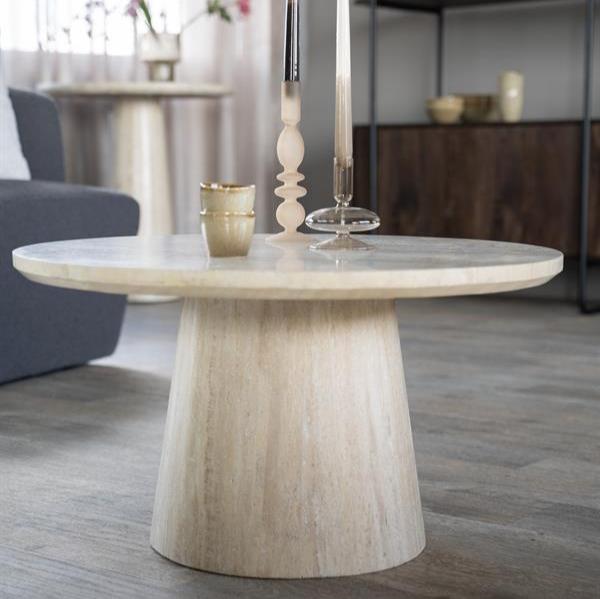 Salontafel Aime | Beige Travertin | Rond