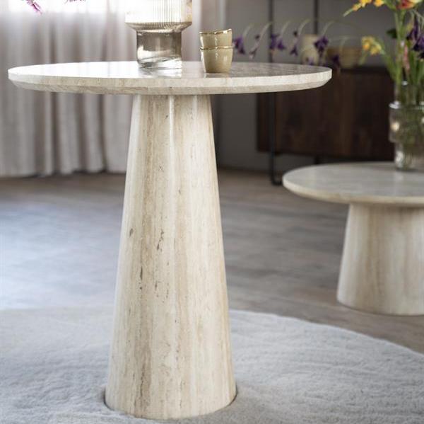 Eettafel Aime | Beige Travertin | Rond