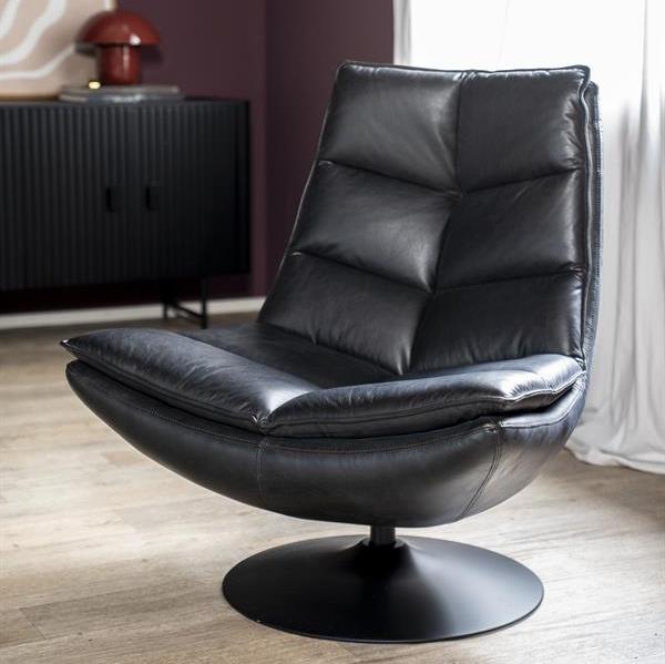 Fauteuil Sven | Zwart Leer