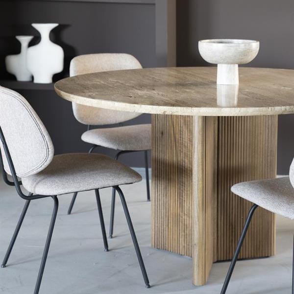 Eettafel Sara | Bruin Travertin | Rond