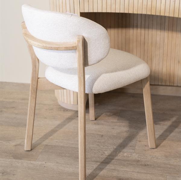 Eetkamerstoel Mikky | Beige Stof | Houten Poten