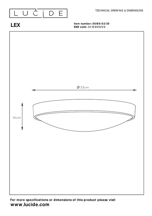 Plafonnière Lex | Ø 33 cm | 2xE27 | Zwart