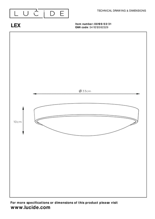 Plafonnière Lex | Ø 33 cm | 2xE27 | Wit