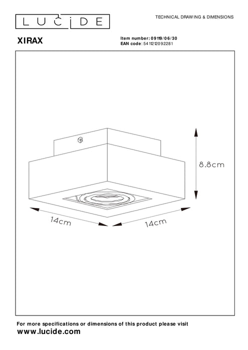 Plafondspot Xirax | 1-Lichts | LED Dim to warm | Zwart Metaal