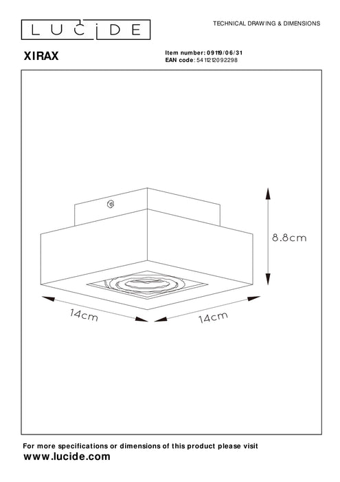 Plafondspot Xirax | 1-Lichts | LED Dim to warm | Wit Metaal