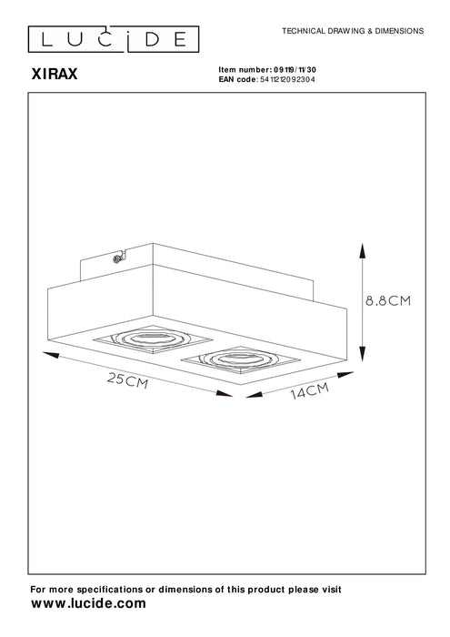 Plafondspot Xirax | 2-Lichts | LED Dim to warm | Zwart Metaal