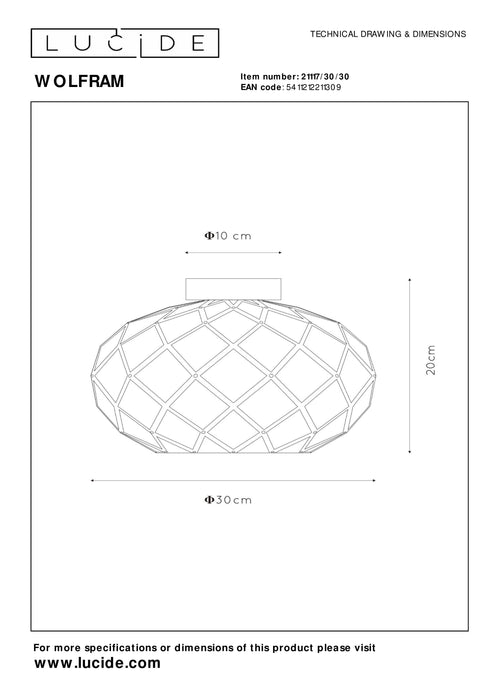 Plafonnière Wolfram | Ø 30 cm | Zwart