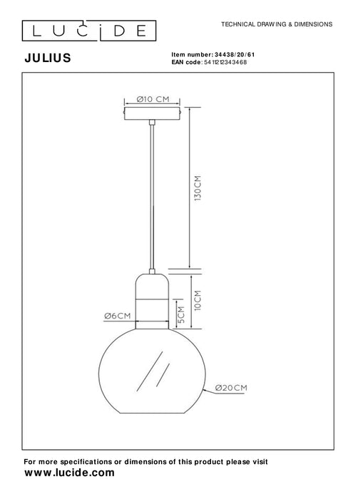 Hanglamp Julius |  Ø 20 cm | E27 | Opaal