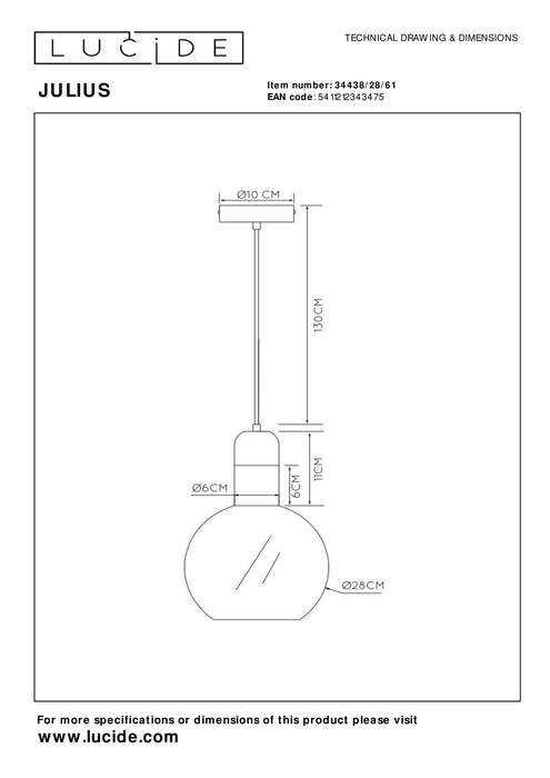 Hanglamp Julius |  Ø 28 cm | E27 | Opaal