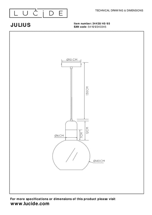 Hanglamp Julius |  Ø 40 cm | E27 | Fumé