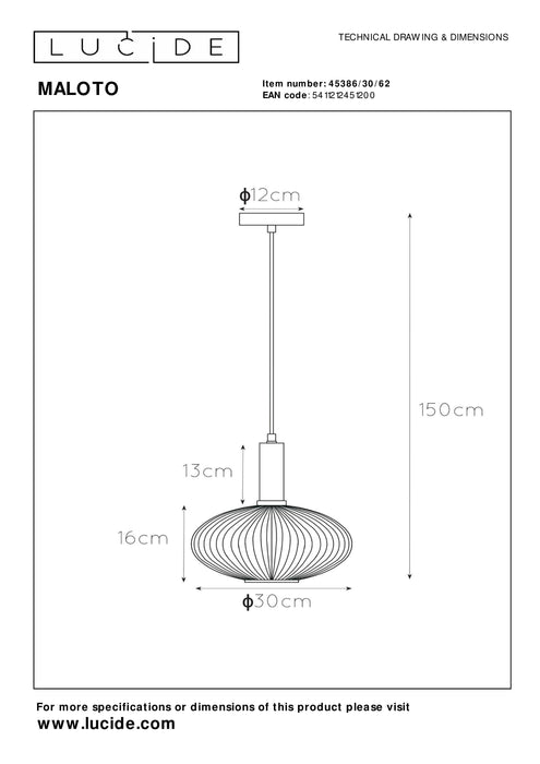 Hanglamp Maloto | Ø 30 cm | Amber