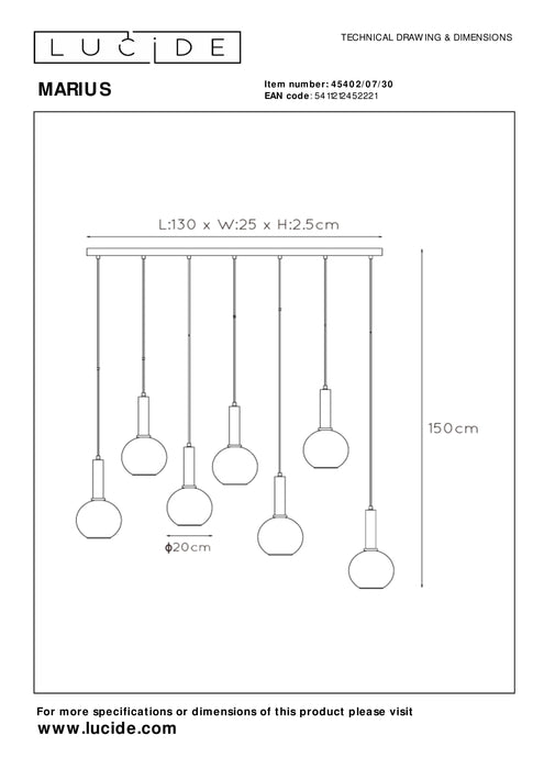 Hanglamp Marius | 7 Lampen | Zwart