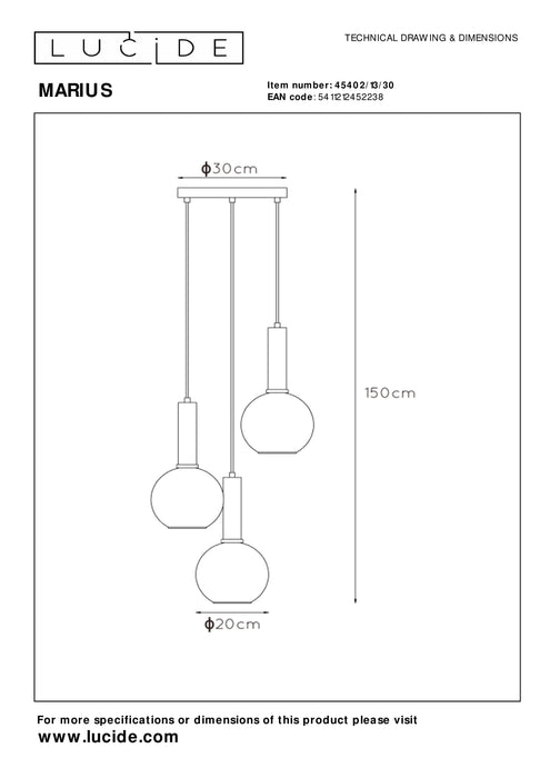 Hanglamp Marius | 3 Lampen | Ø 48,5 cm | Zwart