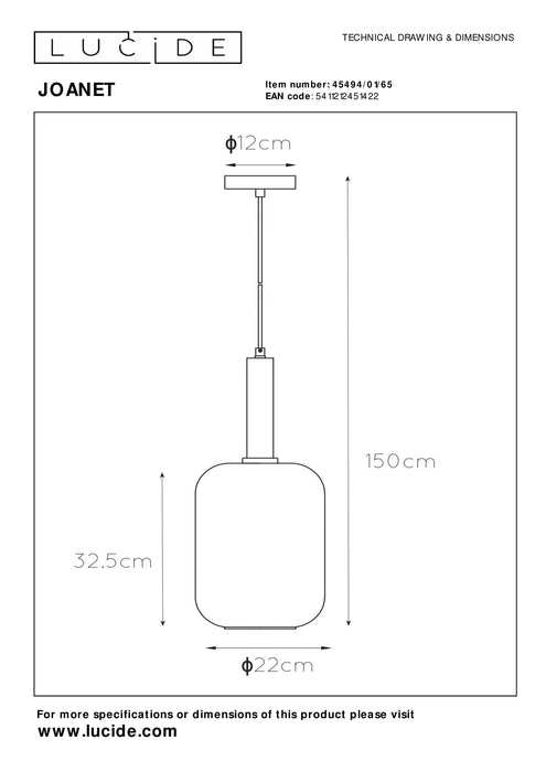 Hanglamp Joanet | 1 Lamp | Fumé