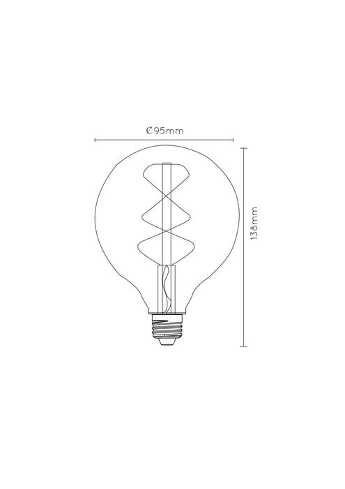 Lichtbron G95 | LED Dimbaar | Filament Bol Ø9,5 | Amberkleurig Glas