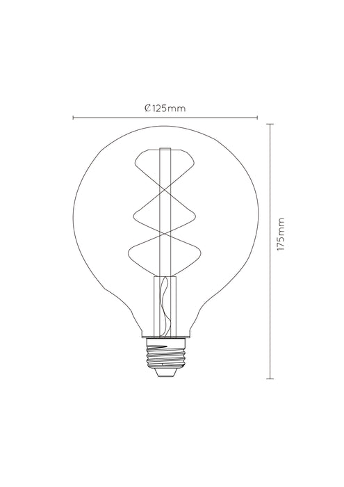 Lichtbron G125 | LED Dimbaar | Filament Bol Ø12,5 | Amberkleurig Glas