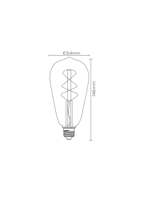 Lichtbron ST64 | LED | Filament Bol Ø6,4 | Amberkleurig Glas