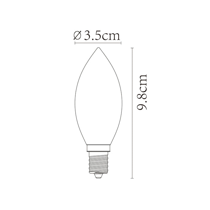 Lichtbron C35 | LED Dimbaar | Filament Bol Ø3,5 | Amberkleurig Glas