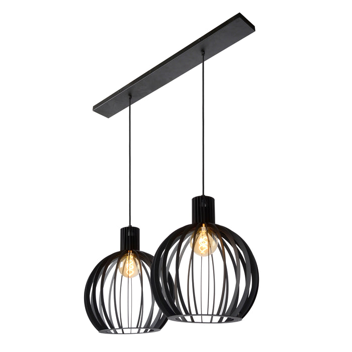 Hanglamp Mikaela | 2 Lampen | E27 | Zwart