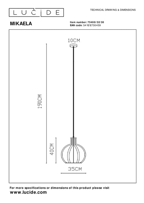 Hanglamp Mikaela | 1 Lamp | E27 | Zwart