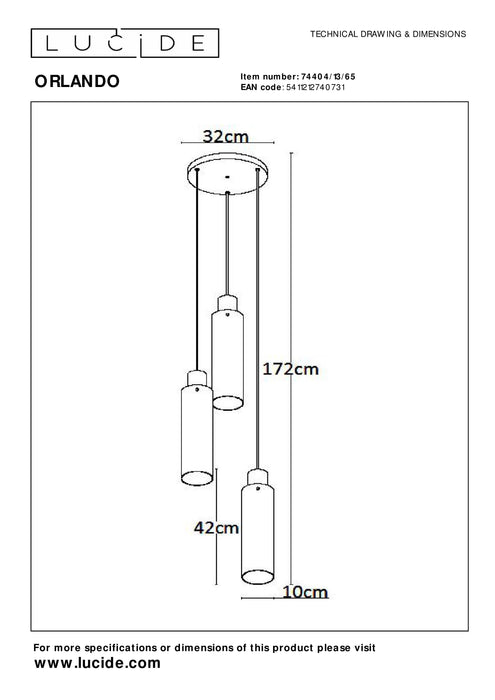 Hanglamp Orlando |  3 Lampen | Fumé