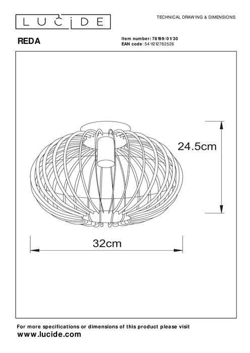 Plafonnière Reda | Ø 32 cm | Zwart