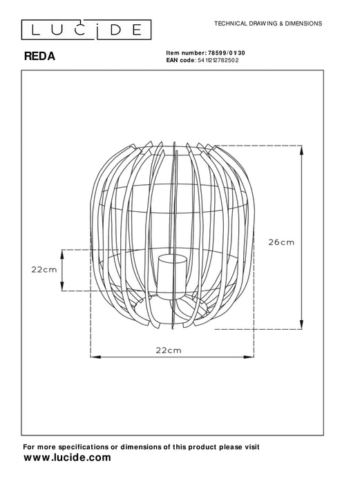 Tafellamp Reda | Ø 22 cm | Zwart