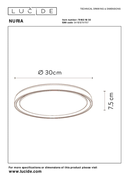 Plafonnière Nuria | Ø 30 cm | Zwart