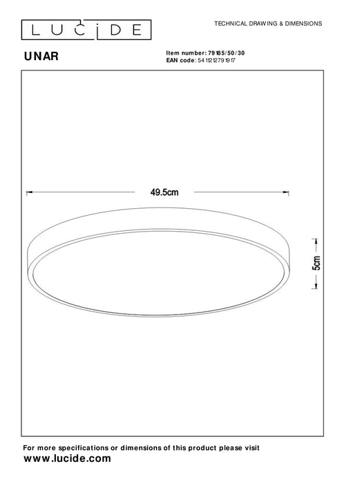 Plafonnière Unar | Ø 49,5 cm | 36W | Zwart