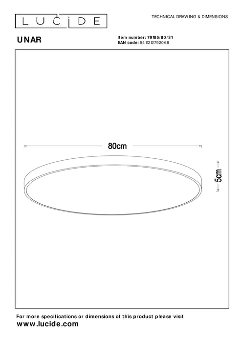 Plafonnière Unar | Ø 80 cm | 80W | Wit