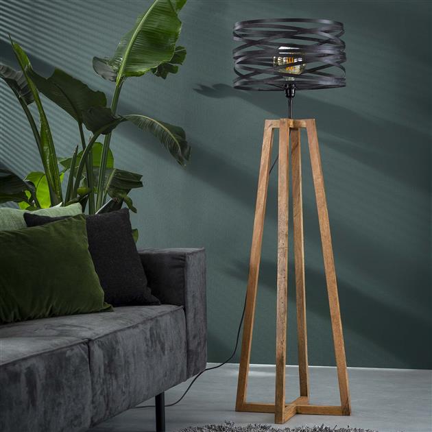 Vloerlamp twist houten kruisframe